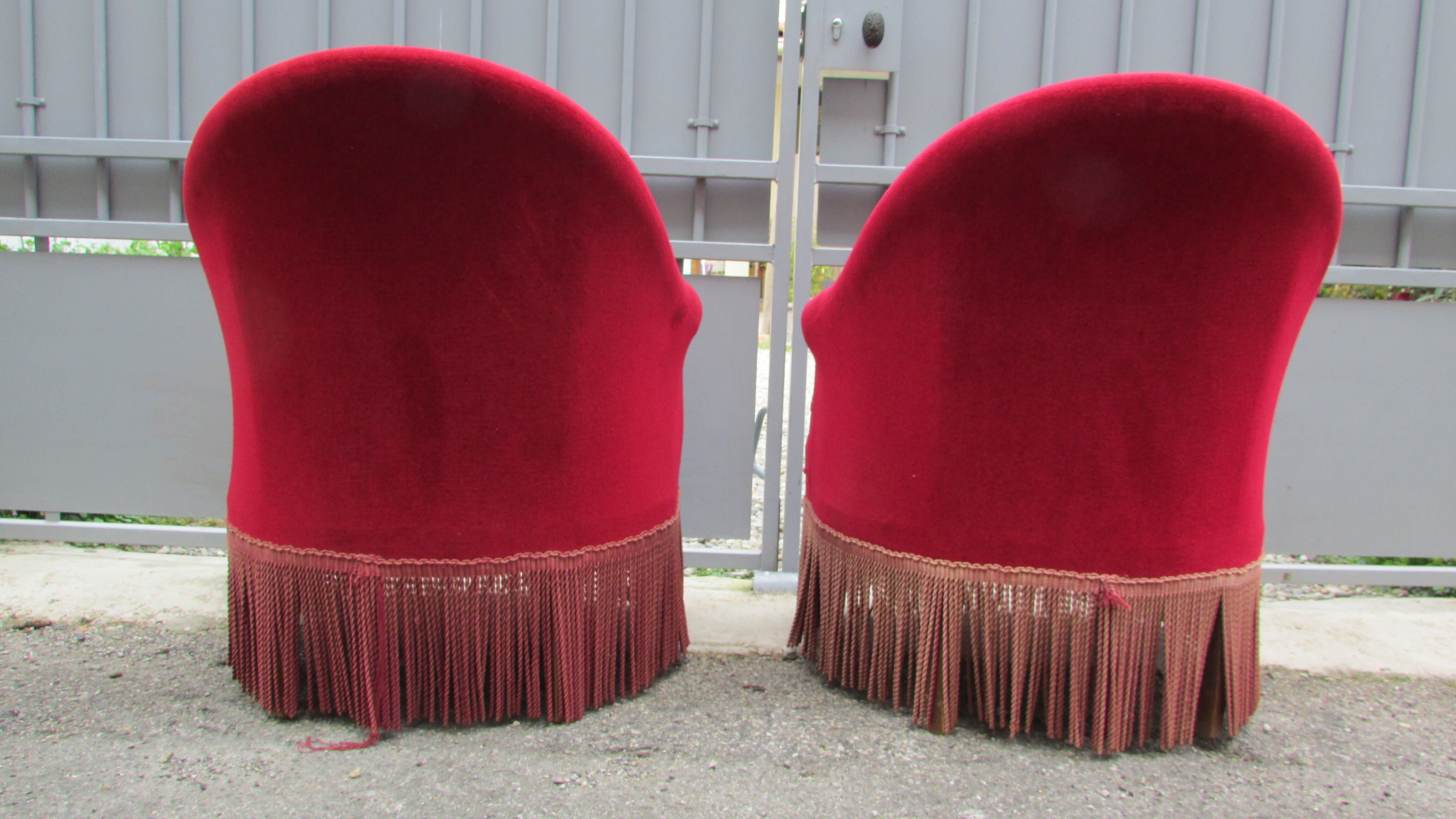 Pair of burgundy red toad chairs
