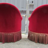 Pair of burgundy red toad chairs