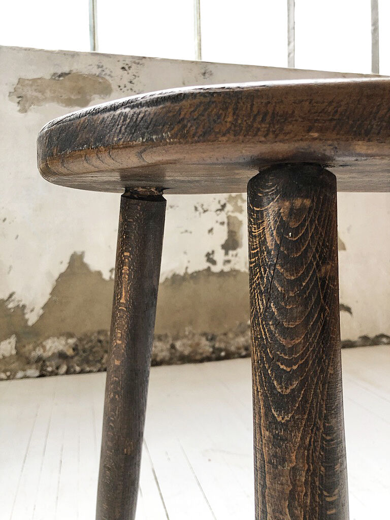 Handcrafted oak bean-shaped stool