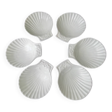 6 Pillivuyt white porcelain shell bowls