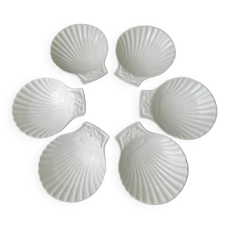 6 Bowls, shells in Pillivuyt white porcelain