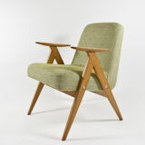 Vintage original armchair , 1960s, restored, upholstered, herringbone fabric