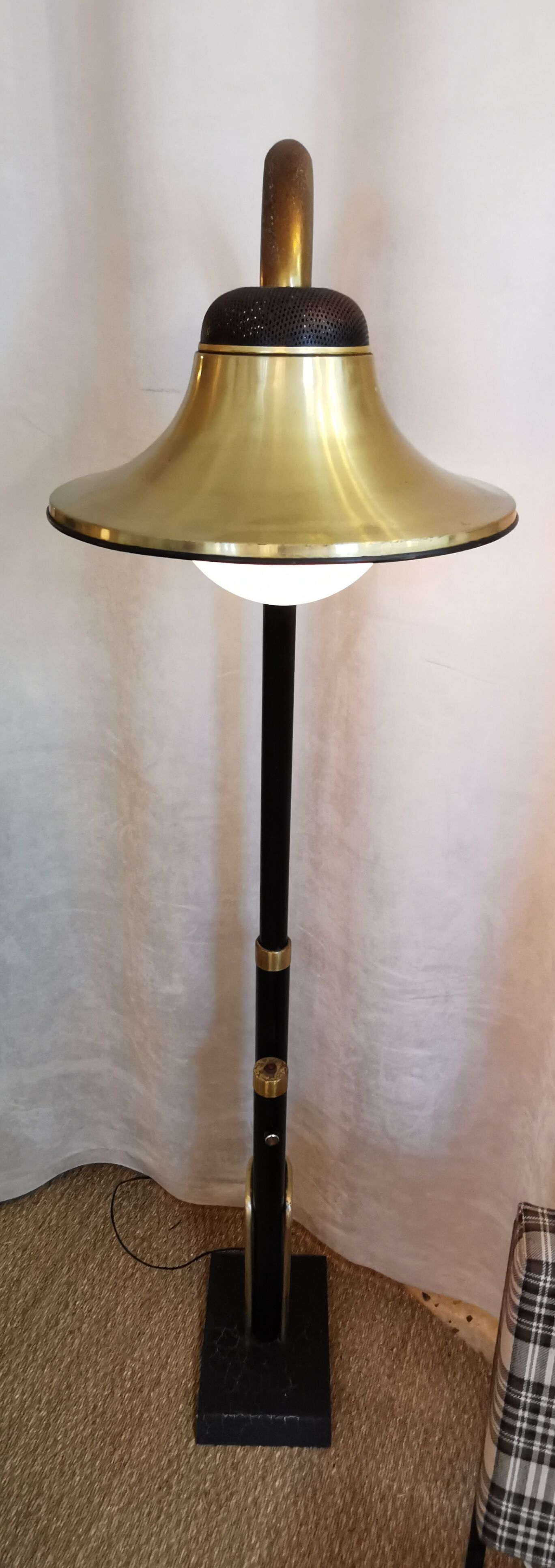 Black metal bell lamppost and 60s brass