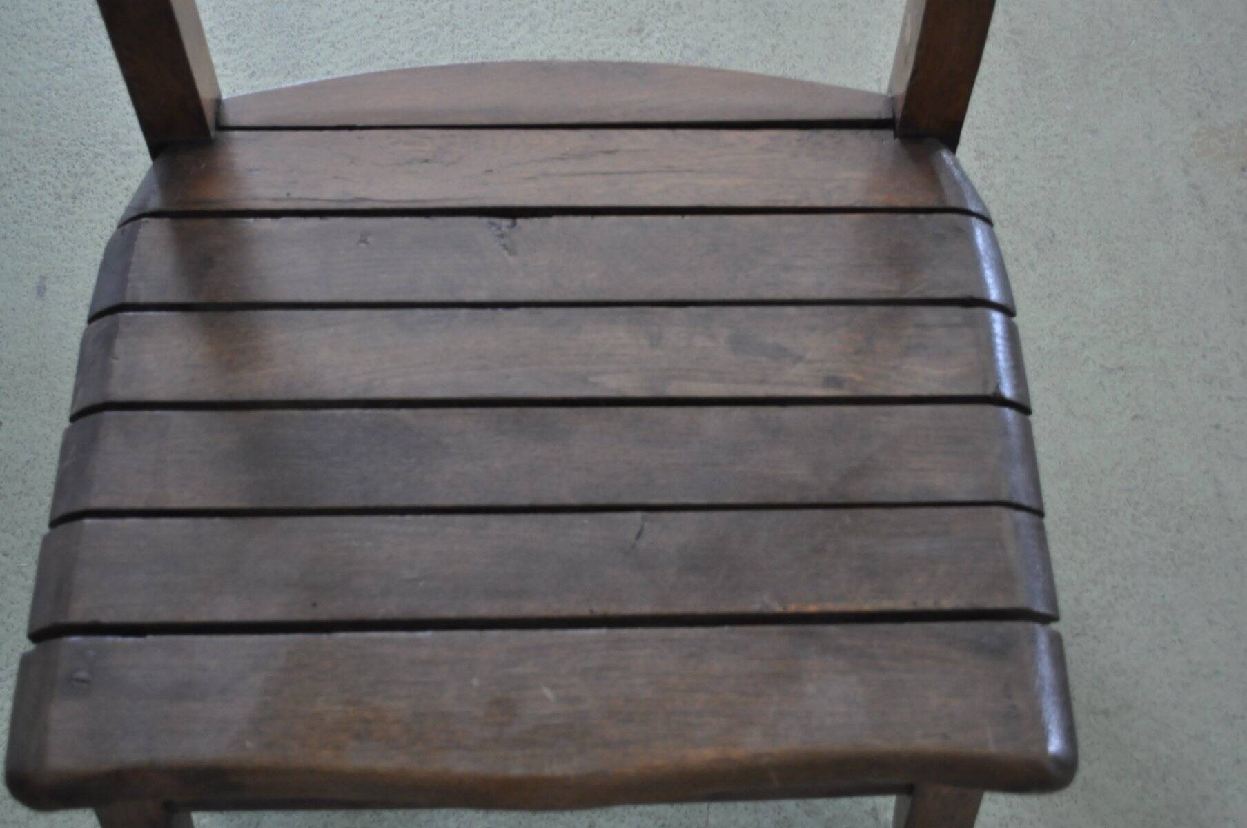 Vintage brown wooden kneeling stool, Hungarian kneeler from the 1940s.