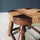 Rustic Low Oak and Rush Stools in the style of Charles Dudouyt, France, 1940s, Set of 2