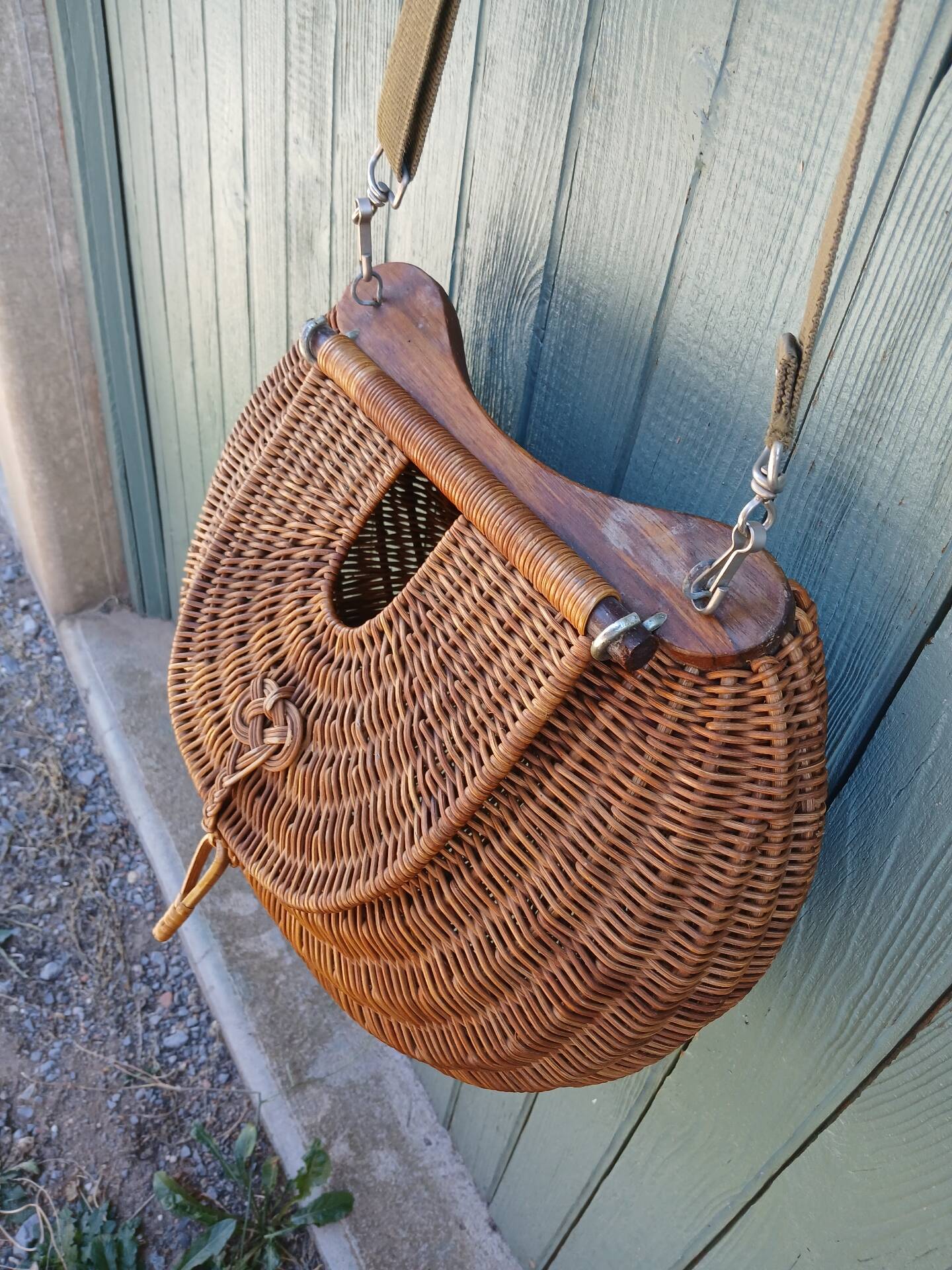 Large handmade wicker fishing basket
