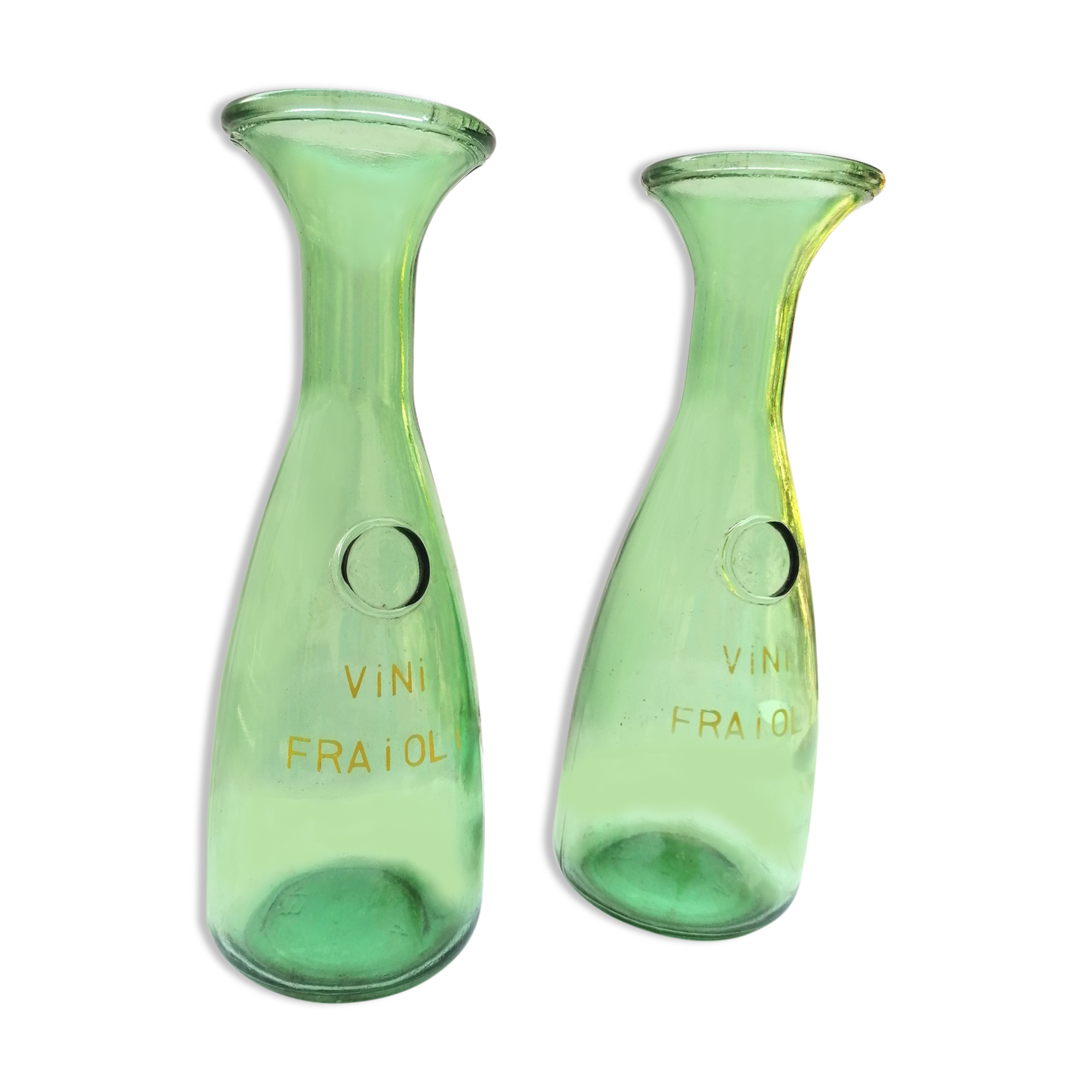 Glass carafe, Italian bistro style, pitcher green wine bottle