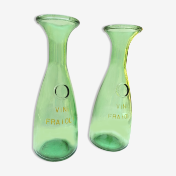 Glass carafe, Italian bistro style, pitcher green wine bottle