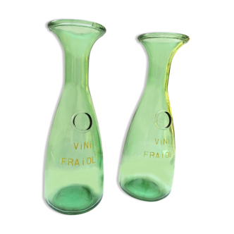 Glass carafe, Italian bistro style, pitcher green wine bottle