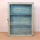 Ancienne vitrine murale art déco en teck birman patine verte-bleue d'origine