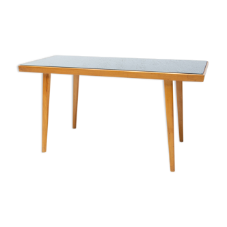 Table basse en verre opaxite du milieu du siècle, années 1960, Tchécoslovaquie