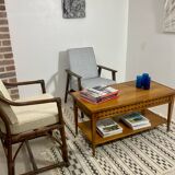 Table basse vintage en chêne année 70