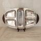 Plateau inox 18/10 poignées en bois multi compartiment Vintage