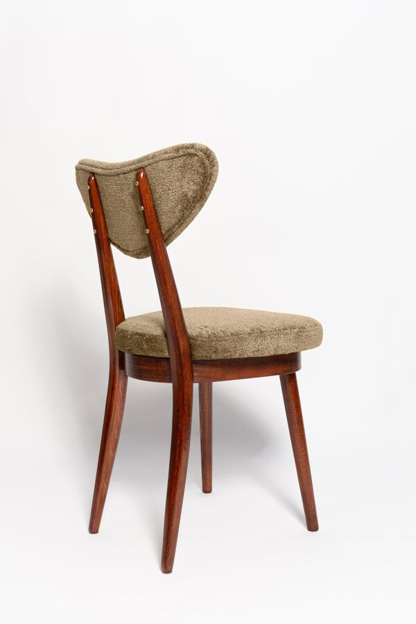 Fauteuil vintage olive vert cœur en velours, Europe, 1960s
