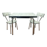 Formica table and its 2 chairs imitation marble