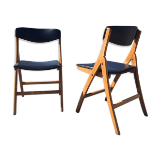 Pair of scandinavian folding chairs 60/70