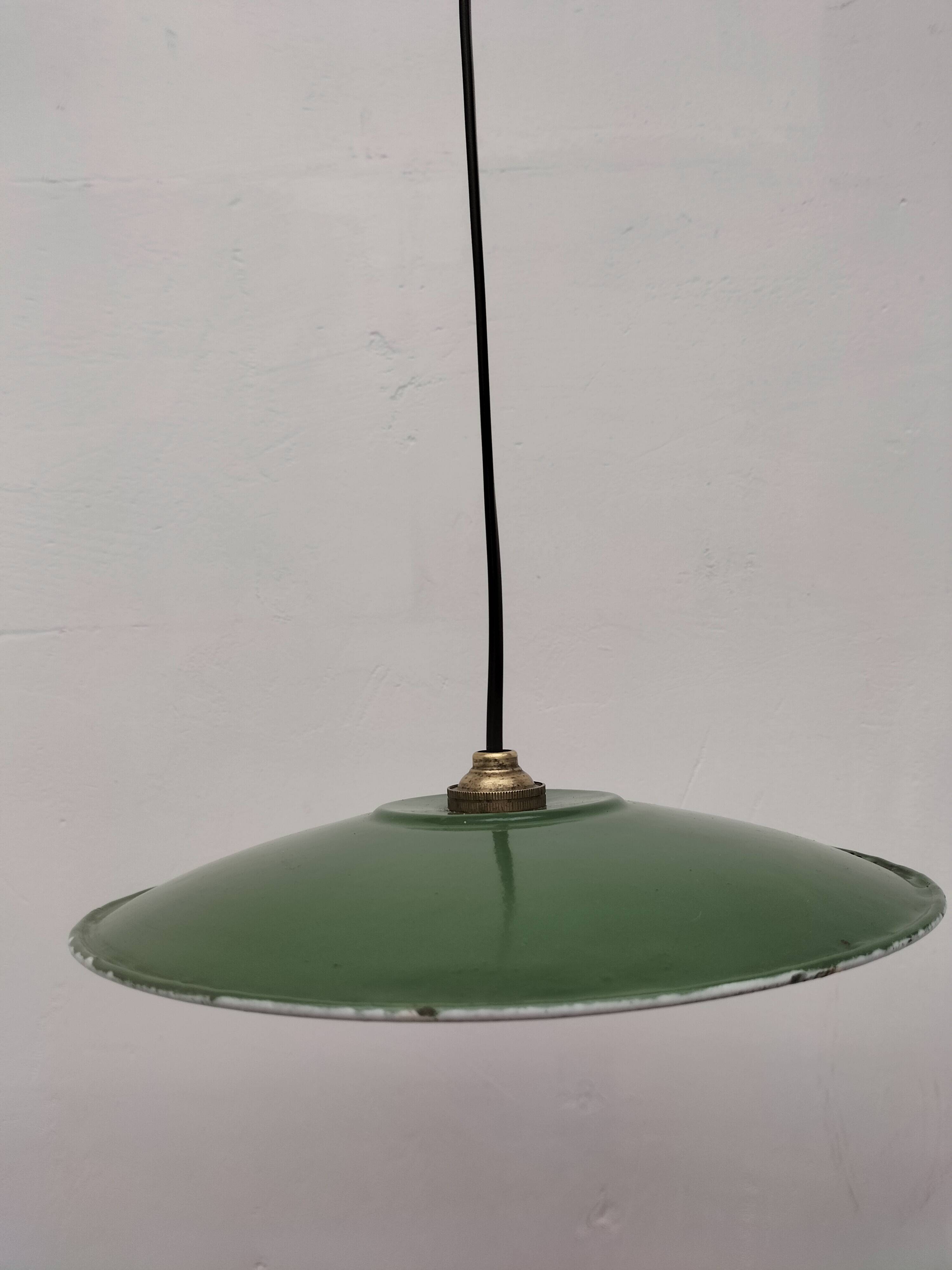 Enameled sheet metal pendant lights