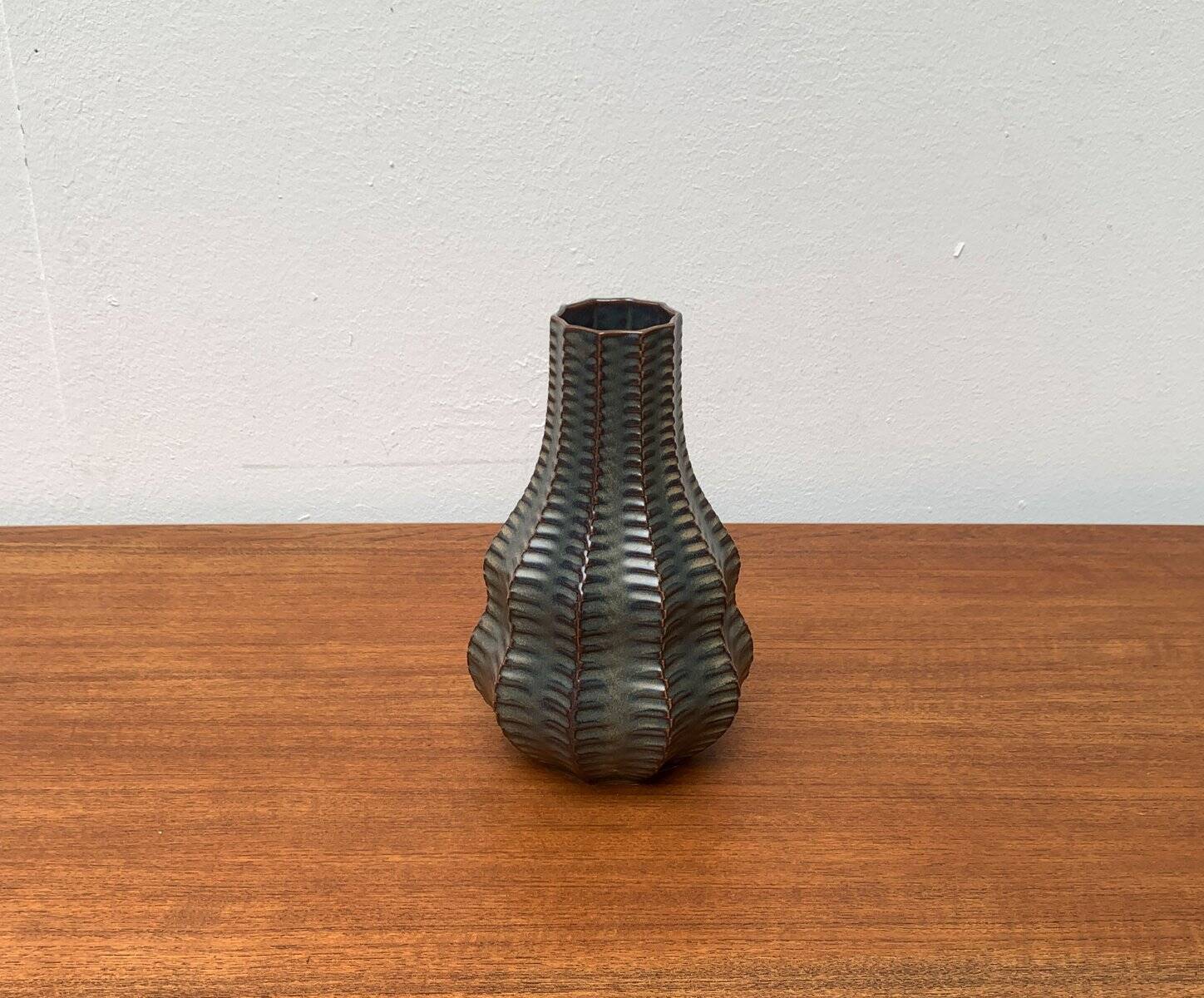 Vintage German brutalist ceramic gourd vase by Heinrich Fuchs for Luisenburg, 1970s.