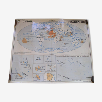 Rossignol wall school map: British Empire, French Union