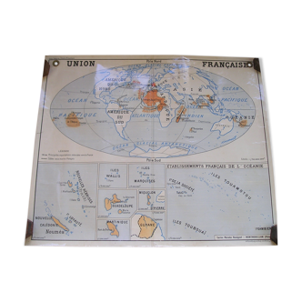 Carte scolaire murale Rossignol : Empire Britannique, Union Française