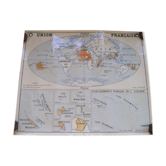 Rossignol wall school map: British Empire, French Union