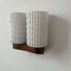 Vintage modernist teak and opaline wall lamp, Netherlands 1960s
