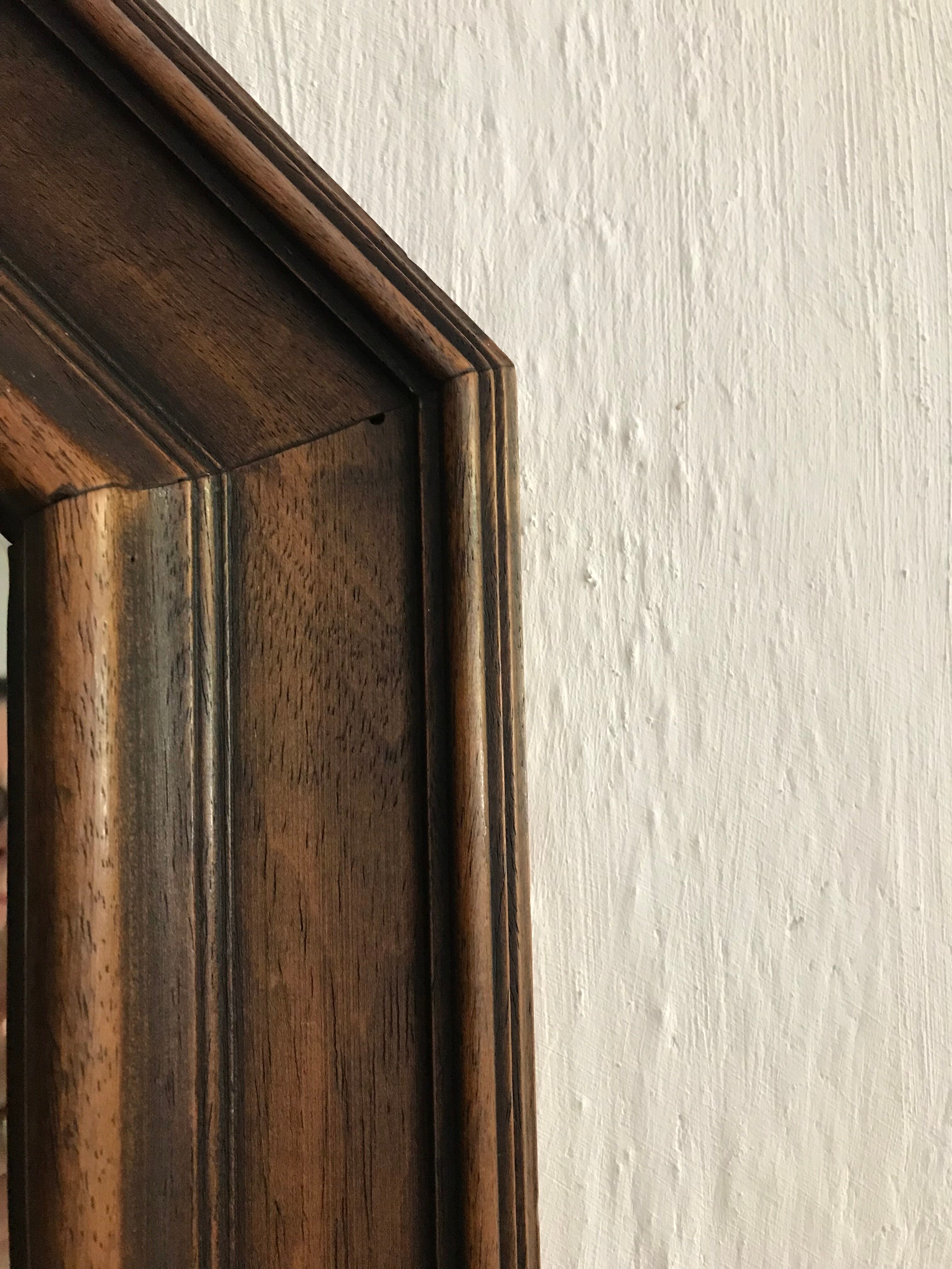 Octagonal mirror wooden frame