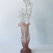 Vase Art deco en verre dépoli rose