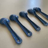 Set of 5 enameled metal spoons