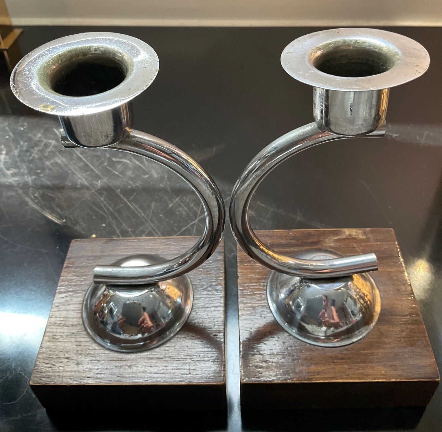Pair of Art Deco candle holders