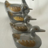 Set of vintage tin and brass duck boxes
