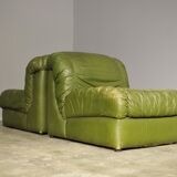 Green eco-leather armchairs, 1970s
