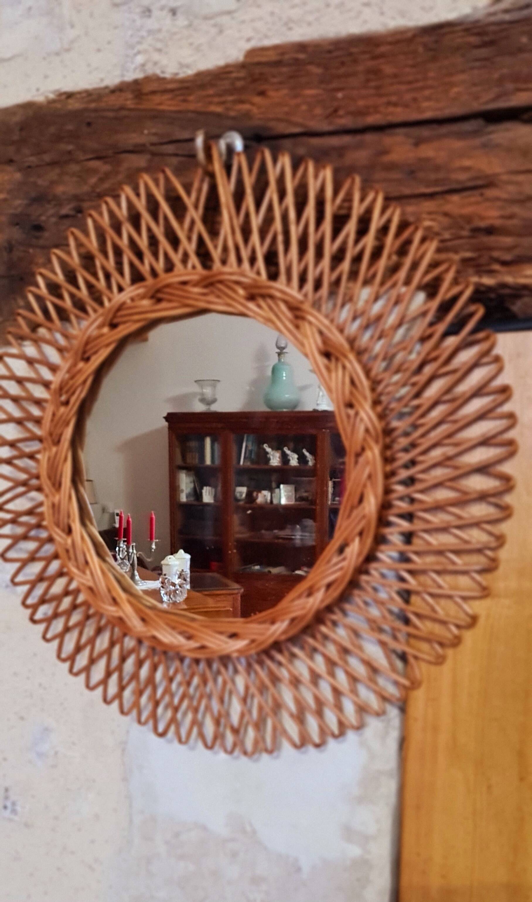 Vintage rattan mirror