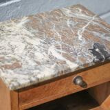 Art deco bedside table, art deco wooden bedside table with marble slab