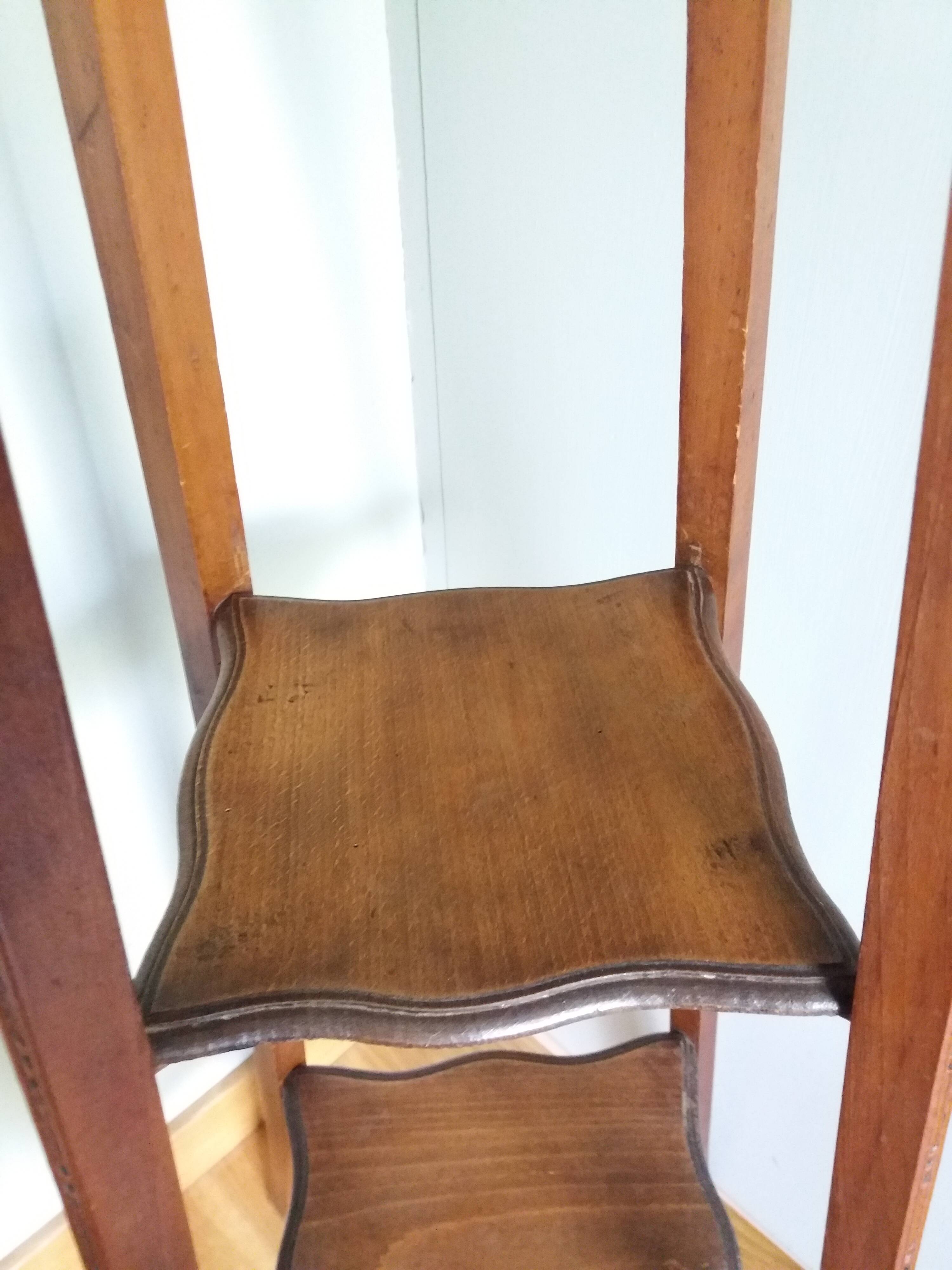 Wooden and marble stool