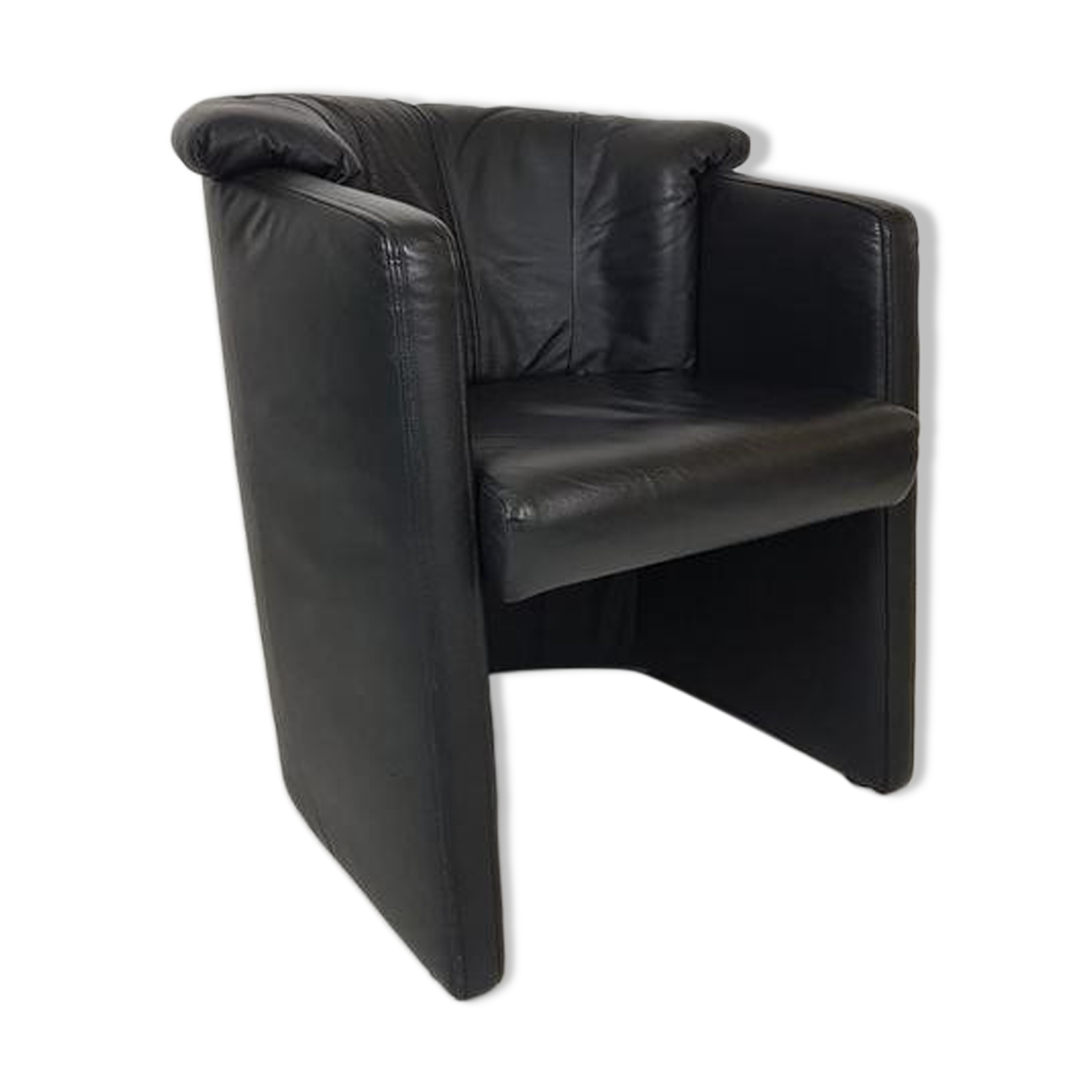 Black leather armchair Rolf Benz