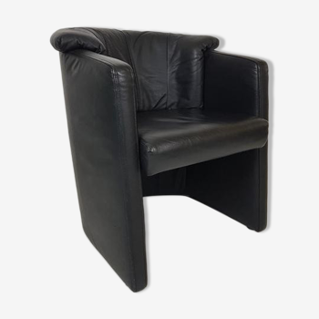 Black leather armchair Rolf Benz