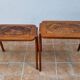 Pair of Malagasy nesting tables in carved wood, signed, m.o.f, 1955