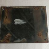 Vintage blue and white enamel plate number 34