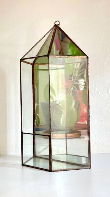 Vide poche mural miroir et laiton vintage