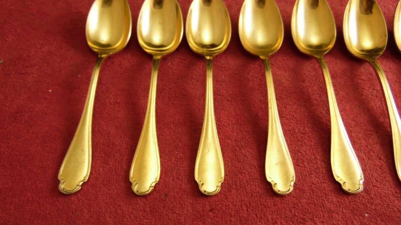 Service 11 spoons mocha gold metal Christofle Alfénide model Pompadour