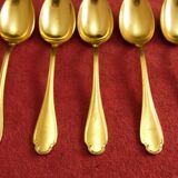 Service 11 spoons mocha gold metal Christofle Alfénide model Pompadour