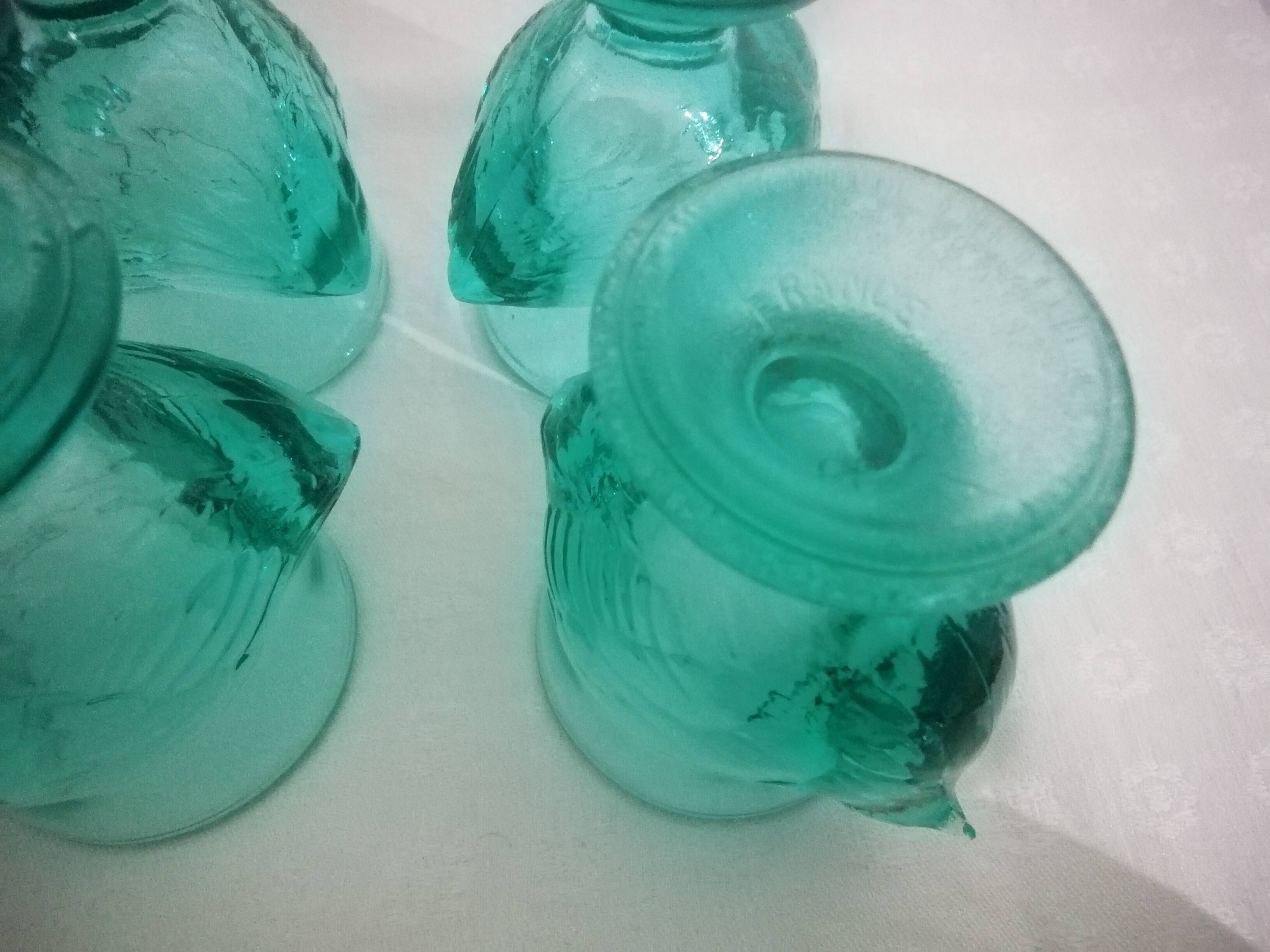 Turquoise glass egg cups
