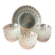 Transparent glass dessert service, vintage salad bowl France.