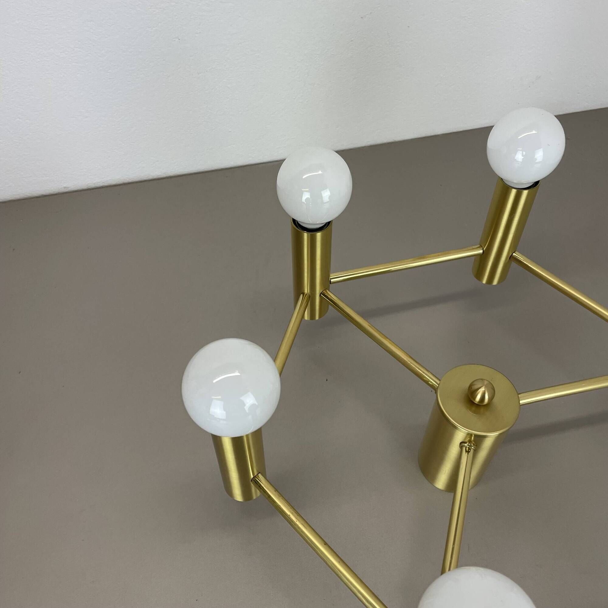 Brass Italian Stilnovo Style Atomic Space Age Ceiling Light Sconces, Italy