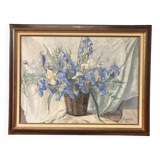 Georges prestat (1911-1994), bouquet of irises, oil on canvas from 1946