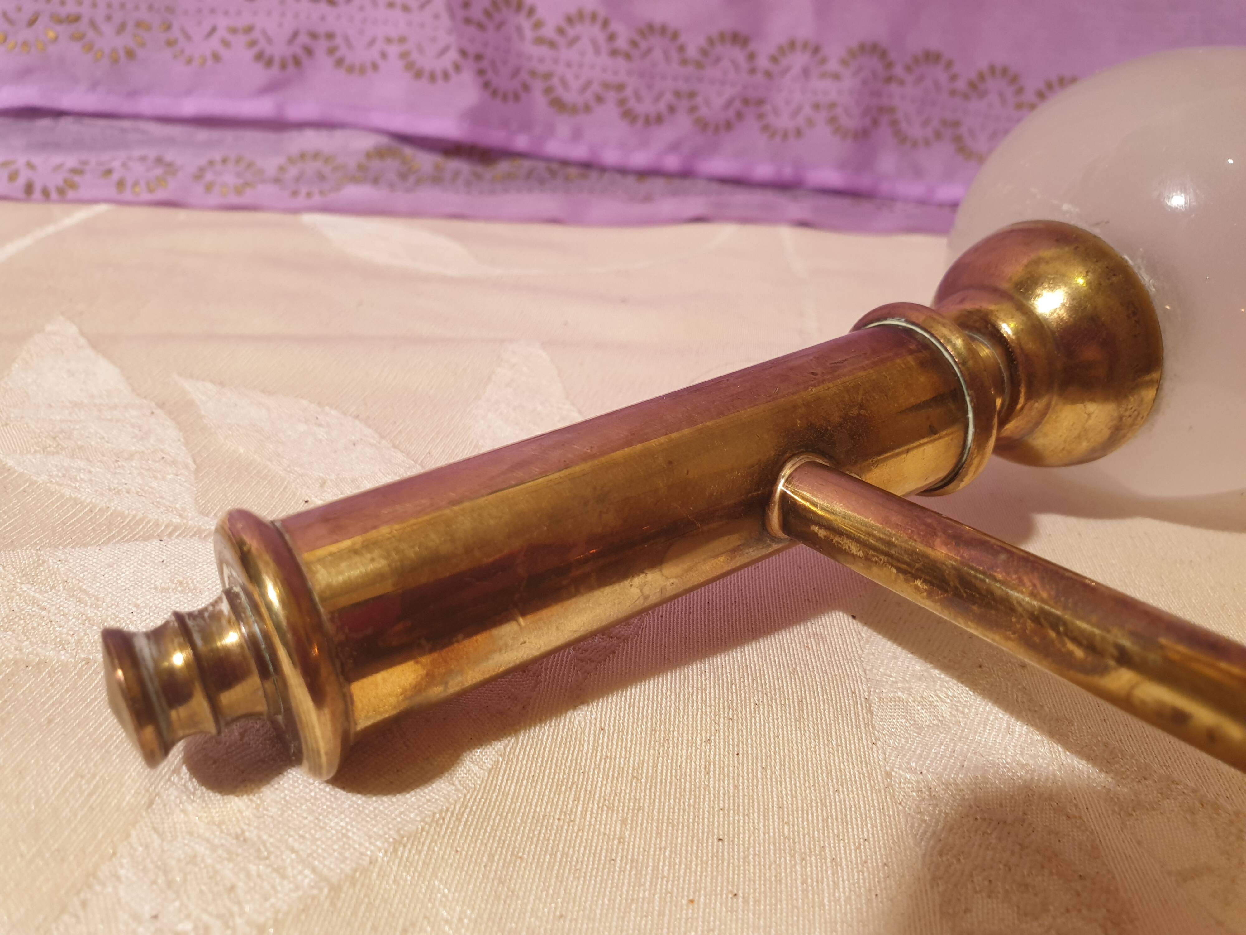 Pair of vintage design brass and opaline wall lights