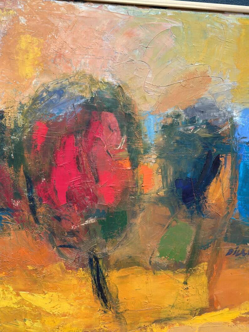 Large Original Swedish Oil on Canvas – “Composition” by Dick Wästberg (1949–1976) – Signed – 1972 – Vintage & Framed – 89×76cm (35" × 29.9")
