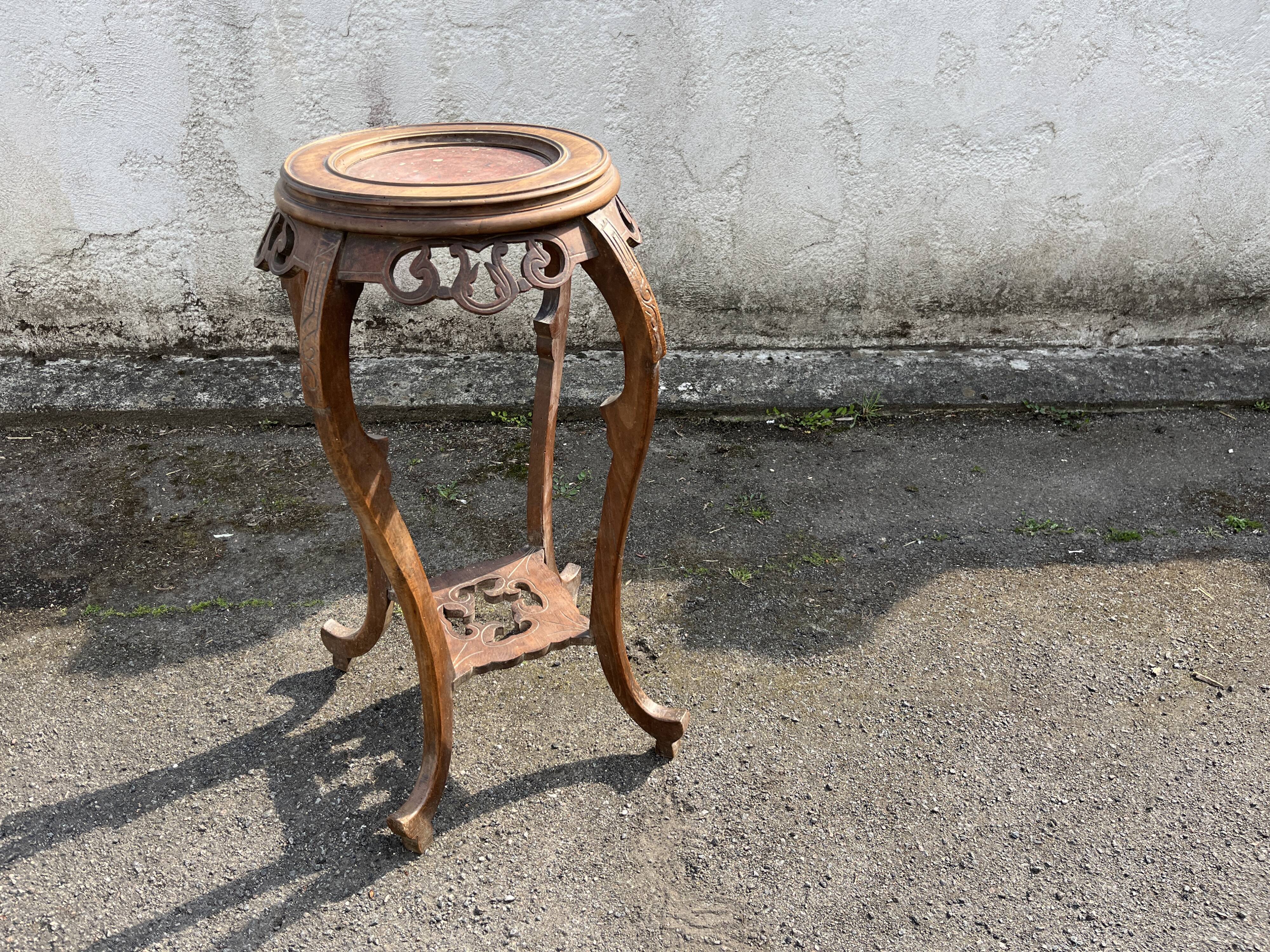 Selette guéridon Art Déco avec plateau marbre