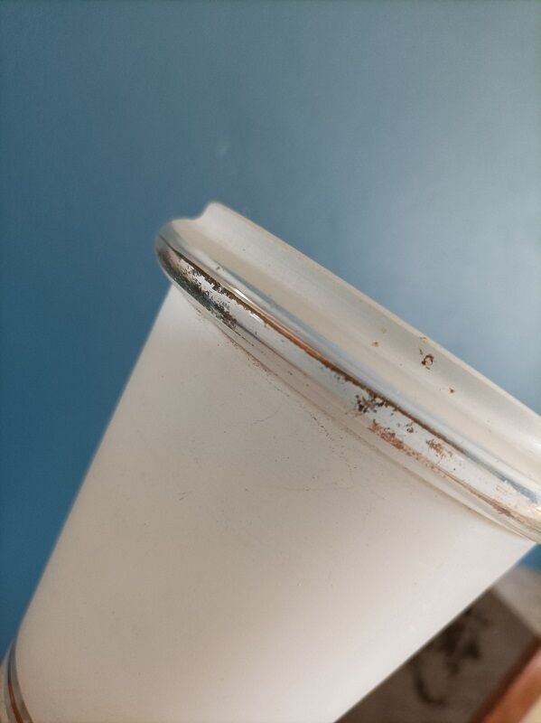 Bedside lamp metal bronze patinated tulip glass gilded edging art deco